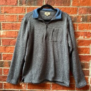 Woolrich Mens Medium Gray Blue Collared Quarter Zip Collared Pullover Sweater